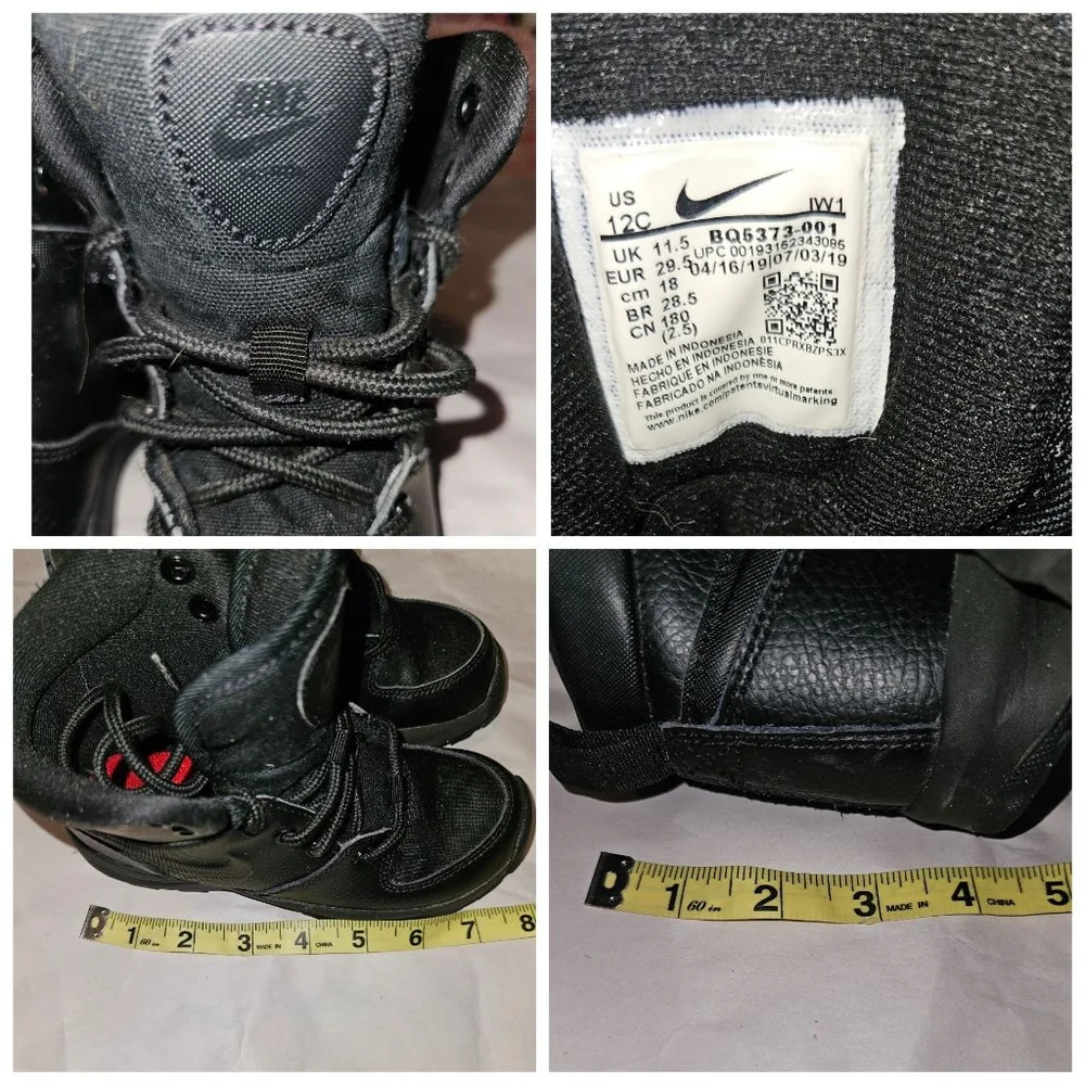 Nike Manoa LTR Boots Shoes BQ5373-001 Black Kids Size 12C